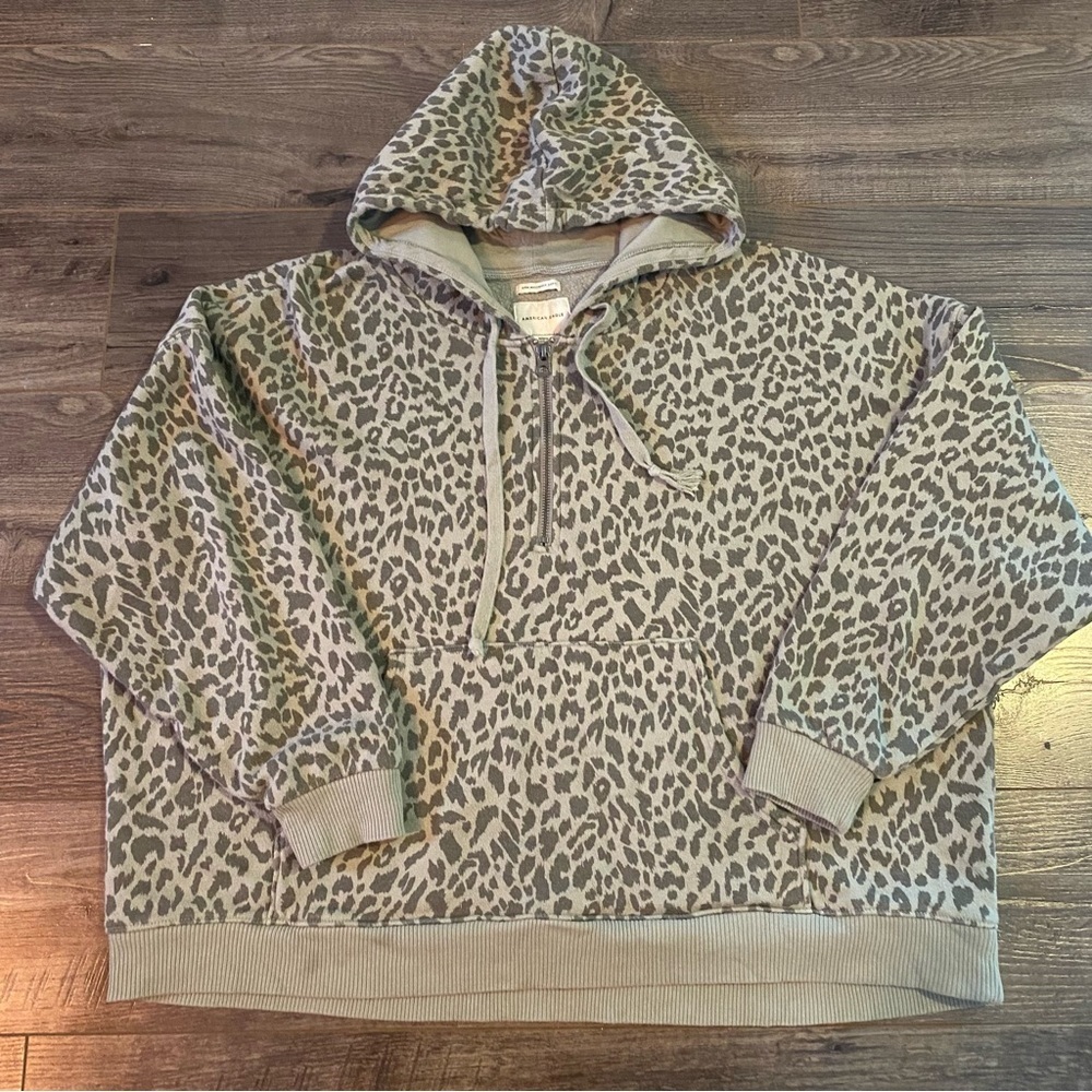 American Eagle hoodie ahh-mazingly soft pullover leopard print oversized fit